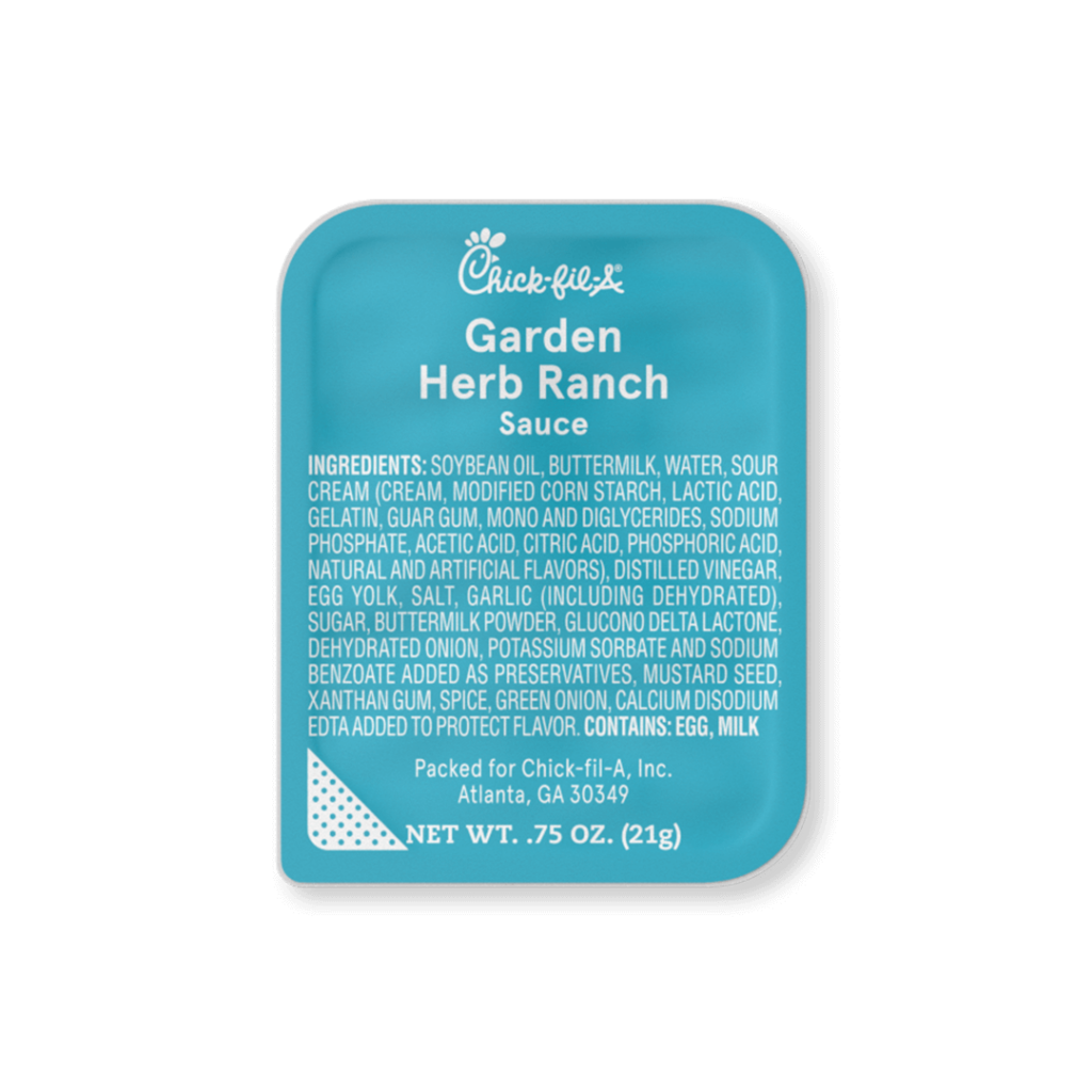 Chick-fil-A Menu with Prices 86 Garden Herb Ranch Sauce