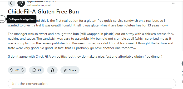 Chick-fil-A Gluten-free bun review 2