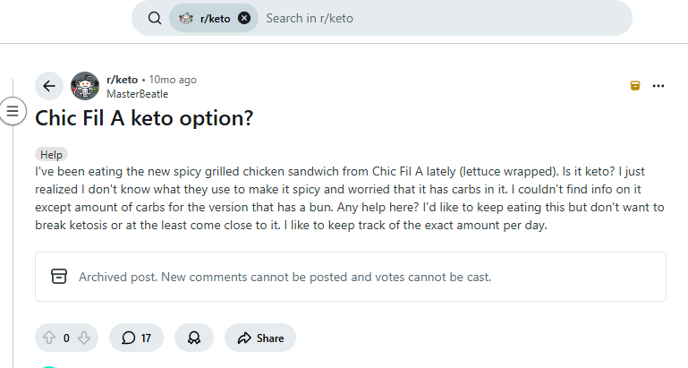 Chick-fil-A keto by reddit 1