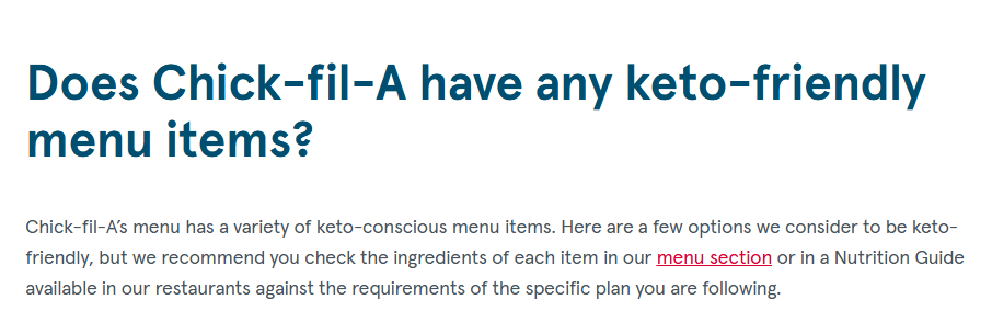 Keto Menu At chick-fil-A