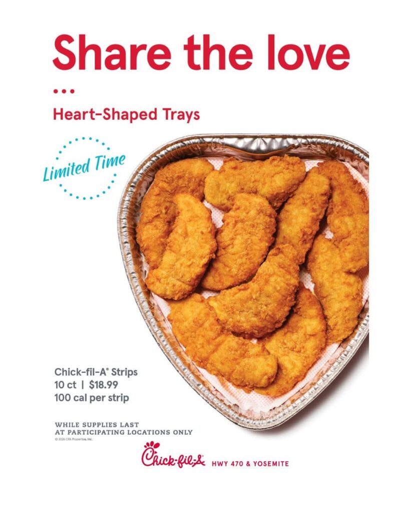 Chick-fil-A Heart Trays 2026: Prices, Availability For Chick-fil-A Valentine’s 3 heart tray 10-count Chick-n-Strips
